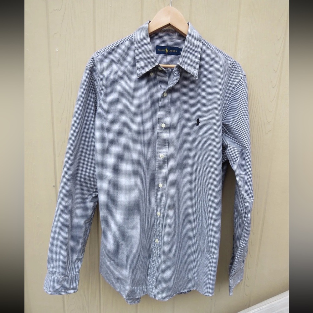 Ralph Lauren Boys Black and White Checkered Button Down Shirt
